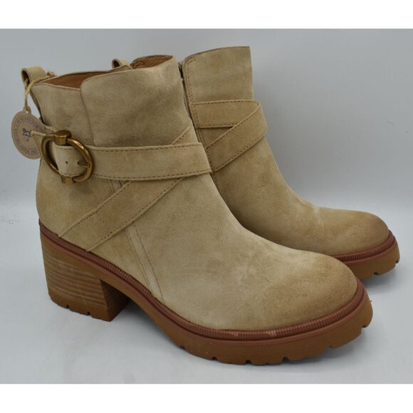 Sofft Womens Size 9.5 Jenine Lennox Tan Suede Zip Block Heel Ankle Boots Shoes - Picture 2 of 15
